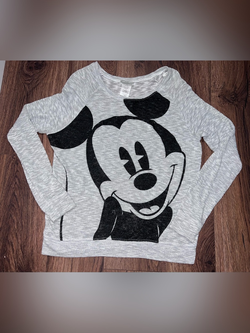 Disney Light Gray Long Sleeve Mickey Face Pullover
